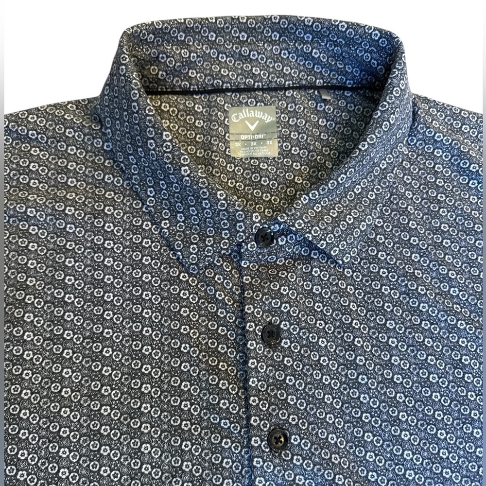 Callaway Ooti Dri Caviar Geo Print Grey Geometric Polo Golf 3X